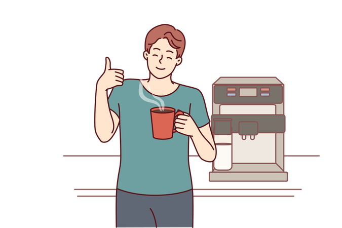 Employee is enjoying his tea break  Illustration