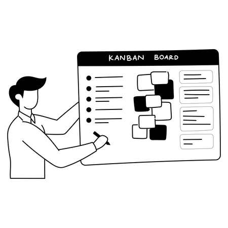 Employee is presenting on Kanban board  Illustration