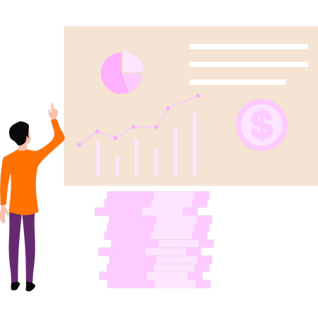 Employee is working on data analysis  Illustration