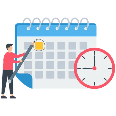 Employee marking important date on calendar  Illustration