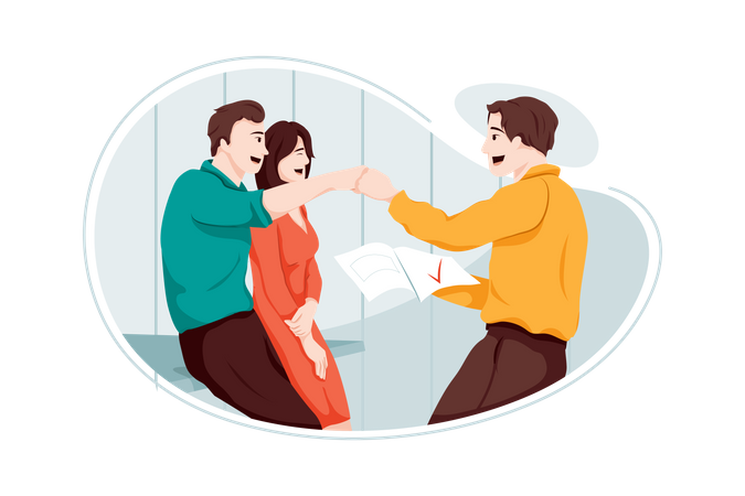 Employee Sharing news about his promotion to collogues  Illustration