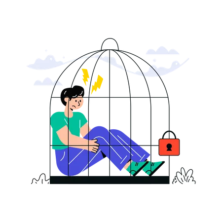 Employee trapped inside cage  Illustration