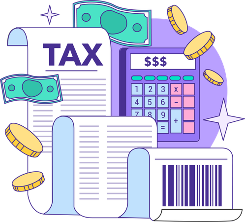 Employee views at tax document  Illustration