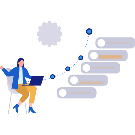 Empresária analisa gráfico de crescimento  Ilustração