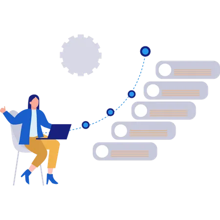 Empresária analisa gráfico de crescimento  Ilustração