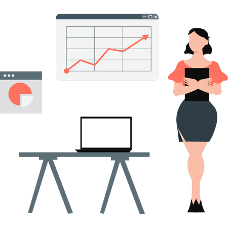 Mulher de negócios mostrando gráfico de crescimento  Ilustração