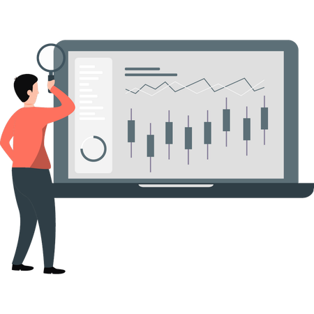 Hombre de negocios buscando un gráfico analítico  Ilustración