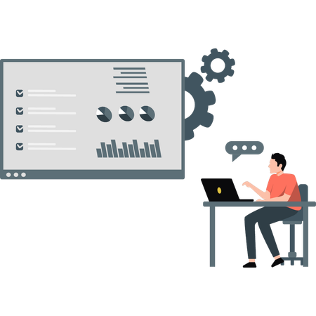 Empresário configurando apresentação de relatório de negócios  Ilustração