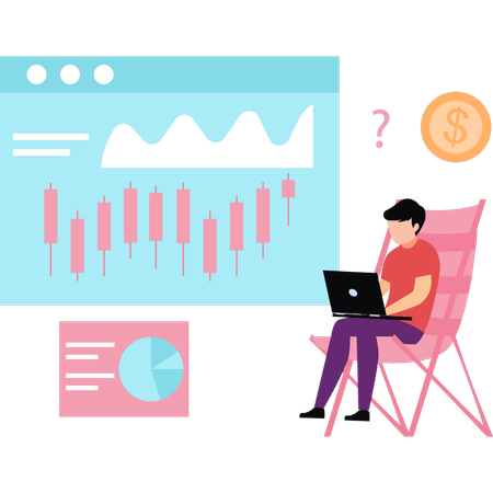 Empresário fica chateado ao visualizar dados de negócios  Ilustração