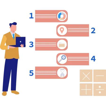 Empresário está visualizando infográficos  Ilustração