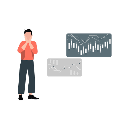 Empresário feliz em explicar gráfico analítico  Ilustração