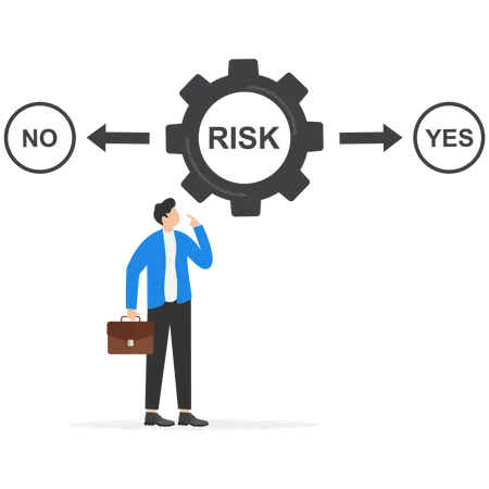 Empresário inteligente tomando decisão entre sim ou não  Ilustração