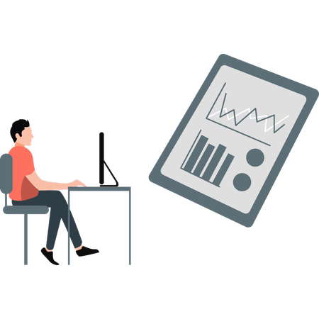 Empresário procurando gráfico de análise  Ilustração