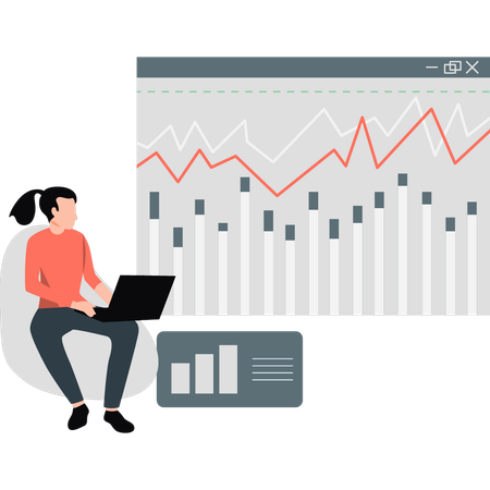 Empresário trabalhando com gráfico financeiro  Ilustração