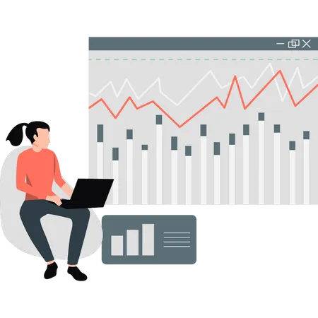 Empresário trabalhando com gráfico financeiro  Ilustração