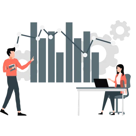 Pessoas de negócios criando gráfico de apresentação de crescimento da empresa  Ilustração