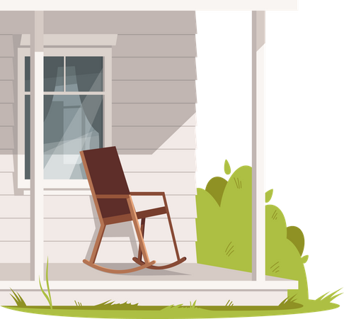 Empty Rocking Chair At Farmhouse  Illustration