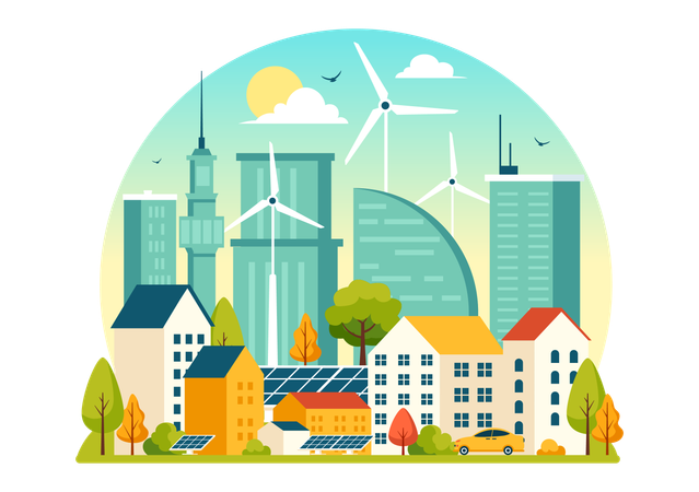 Energy Efficiency in the City  Illustration