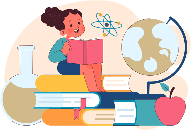 Enfant étudiant la chimie  Illustration