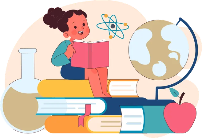 Enfant étudiant la chimie  Illustration