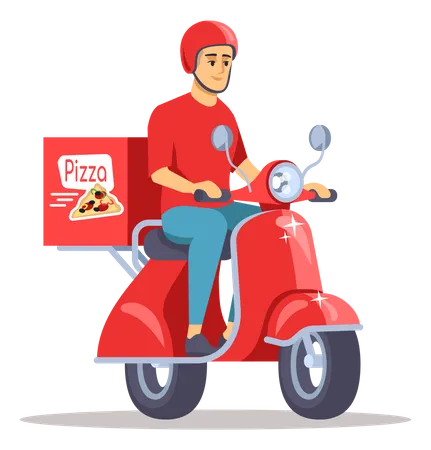 Entregador de pizza  Ilustração