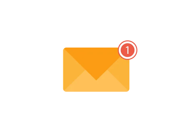 Envelope with one notification  Illustration