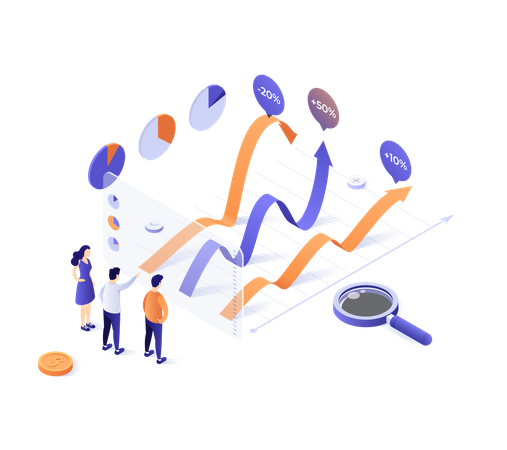 Équipe d'analyse de données commerciales, prévisions financières, études de marché statistiques  Illustration