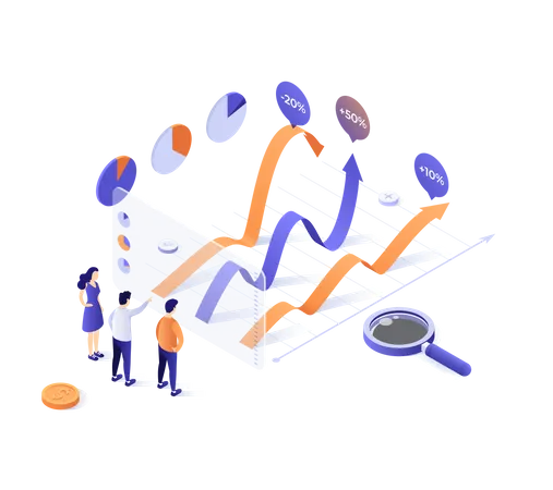 Équipe d'analyse de données commerciales, prévisions financières, études de marché statistiques  Illustration