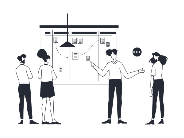 Equipe de inicialização trabalhando em estratégia de marketing  Ilustração