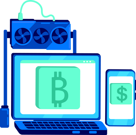 Equipment for cryptocurrency mining  Illustration