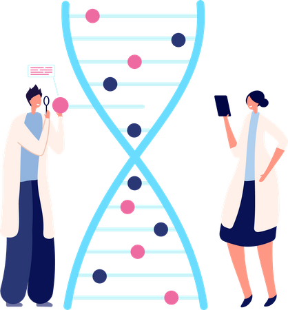 Equipo científico de investigación sobre adn  Ilustración