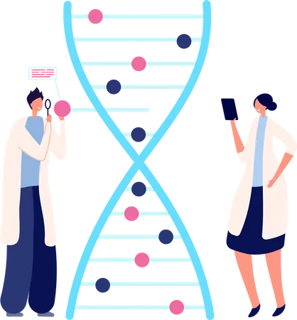 Equipo científico de investigación sobre adn  Ilustración