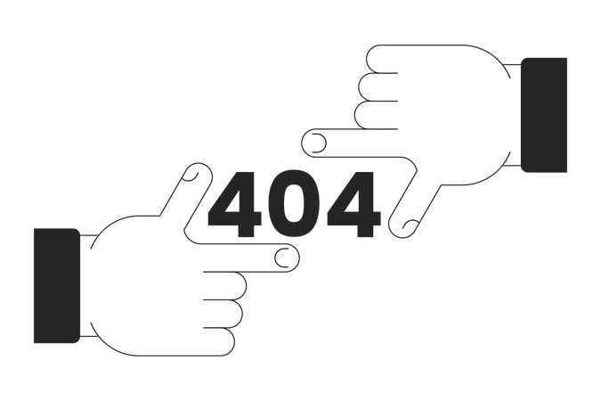 Mensagem flash de erro de quadro de dedo 404  Ilustração