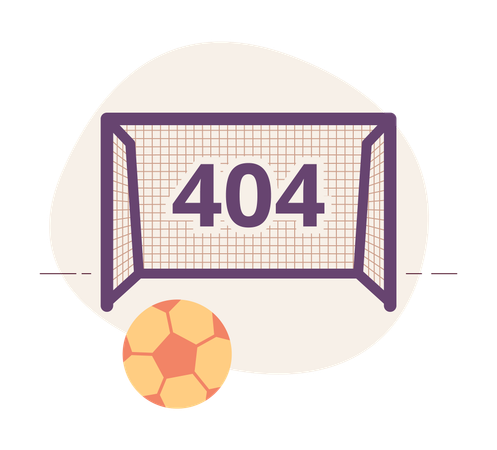 Error 404 en campo de fútbol y puerta  Ilustración