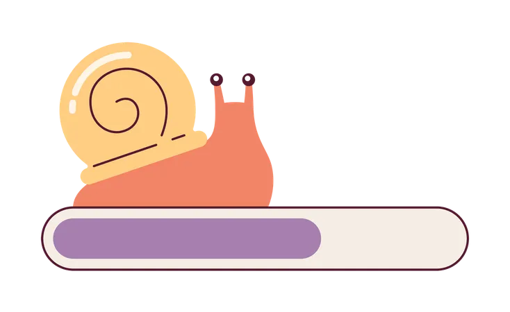 Escargot lentement avec barre de chargement en coquille en spirale  Illustration