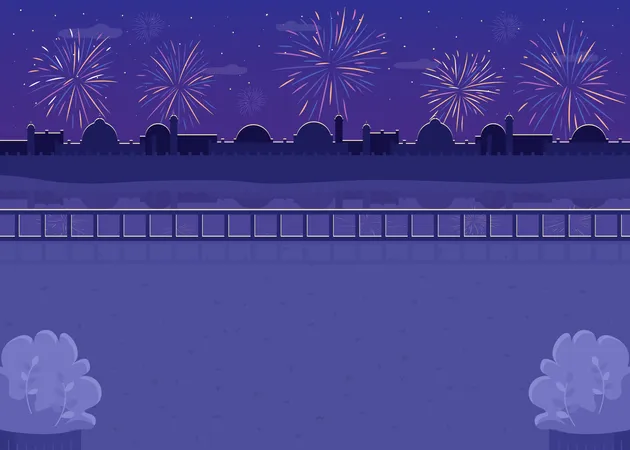 Escena de fuegos artificiales  Ilustración