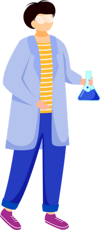 Étudiant en sciences en blouse de laboratoire  Illustration