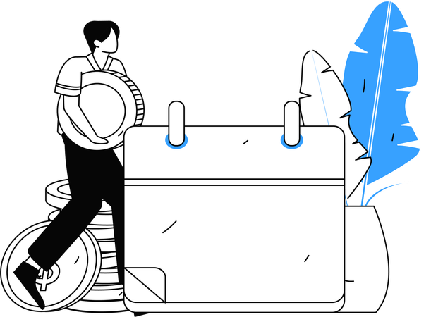 Homme travaillant selon un horaire de travail  Illustration