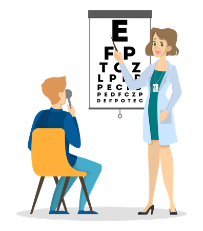 Examen des yeux à l'hôpital  Illustration