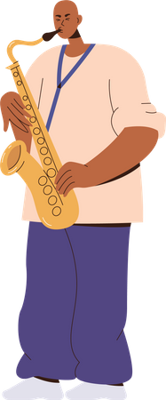 Excited man musician playing saxophone  Illustration