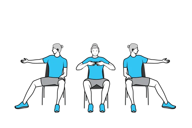 Exercice sur chaise effectué par l'entraîneur  Illustration