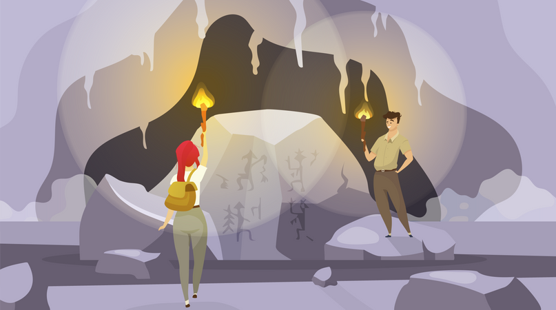 Expedition into caves  イラスト