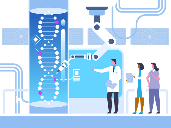 Experimento biológico con ADN.  Ilustración