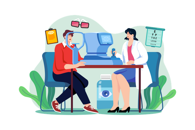 Eye optical checking machine  Illustration