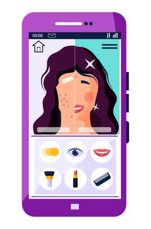 Application rehausseur de beauté du visage  Illustration