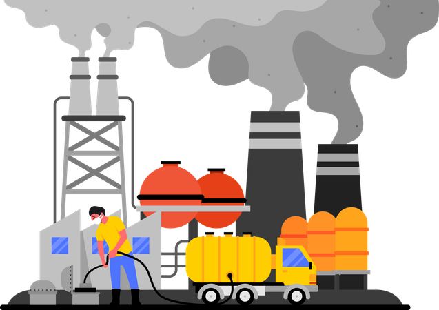 Factories causing pollution  イラスト