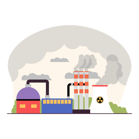 Factory release harmful gases into atmosphere  Illustration