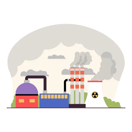 Factory release harmful gases into atmosphere  Illustration