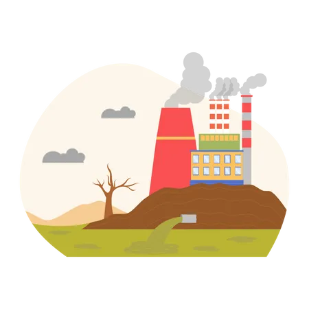 Factory release waste in water  Illustration