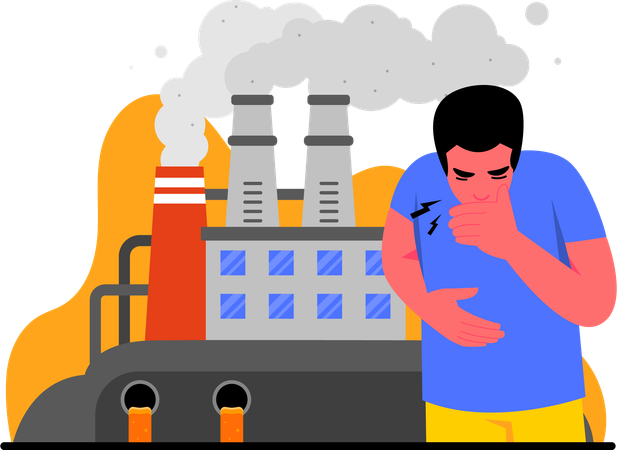 Factory smoke causing air pollution  イラスト